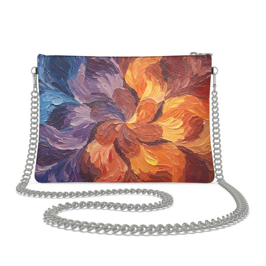 "Painted Flower" Crossbody Bag with Chain